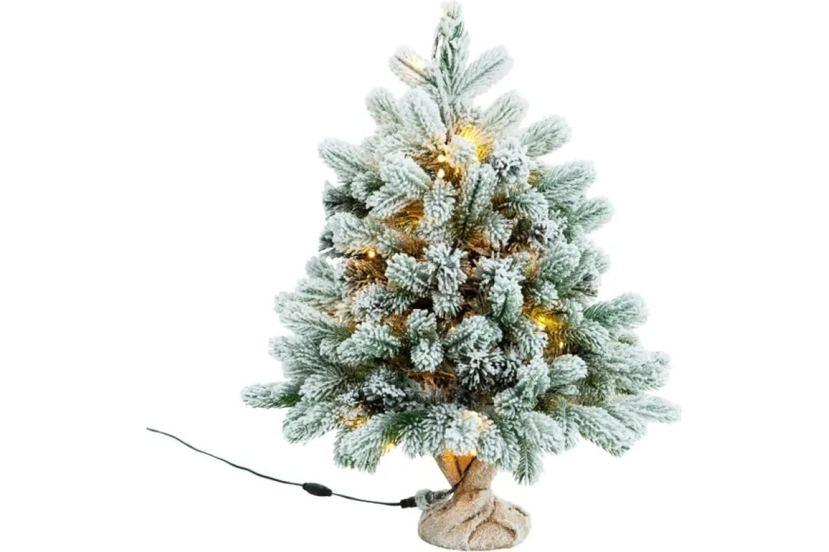 Crystal trees Ель искусственная Мольвено в снегу с вплетенной гирляндой 60 см