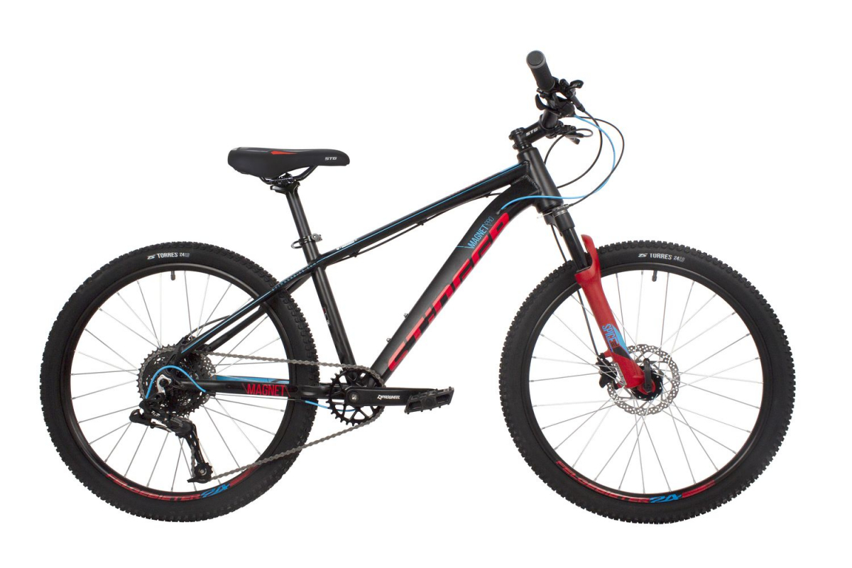 Подростковый горный (MTB) велосипед Stinger Magnet PRO 24 (2021) Рама 14 Черный