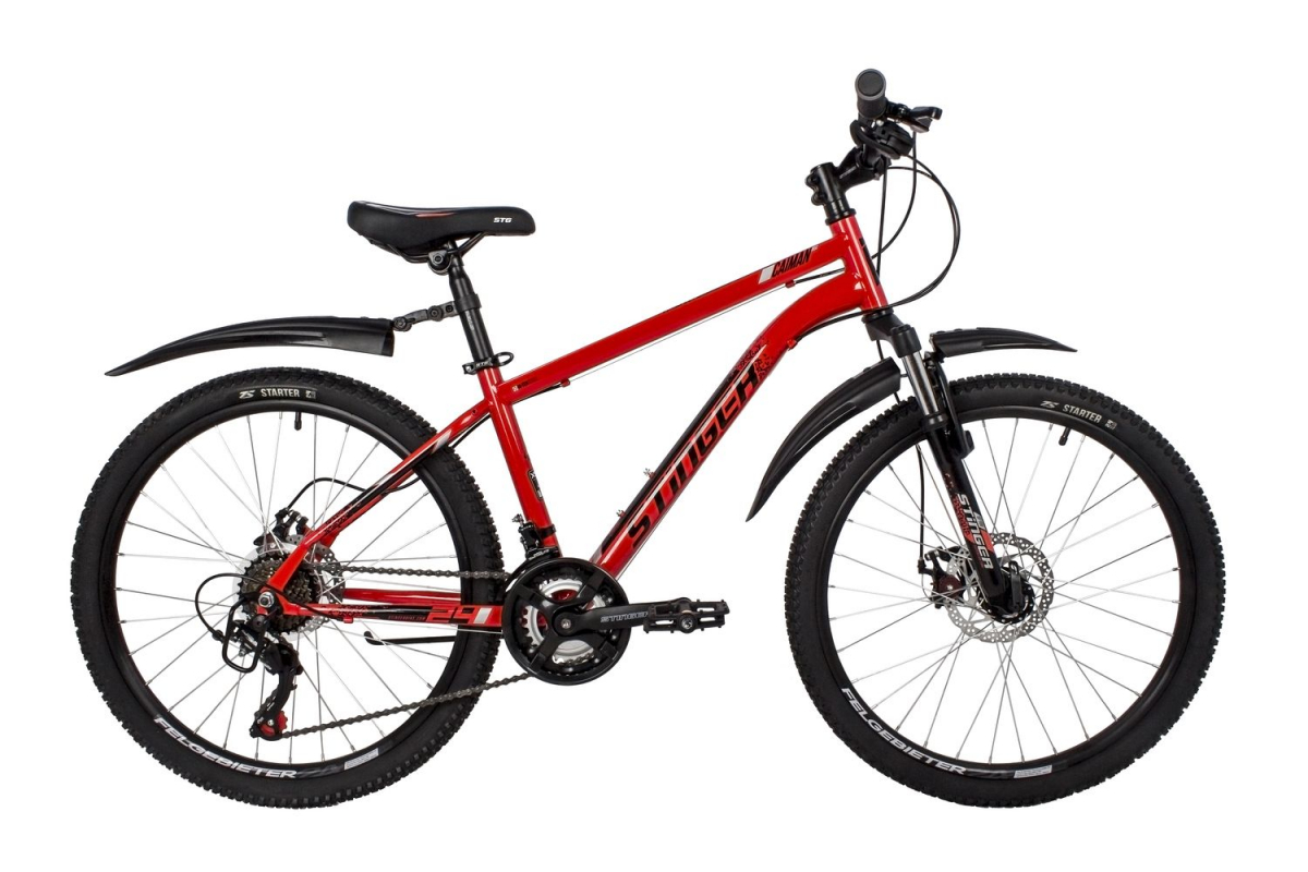 Подростковый горный (MTB) велосипед Stinger Caiman 24 (2022) Рама 14 Красный