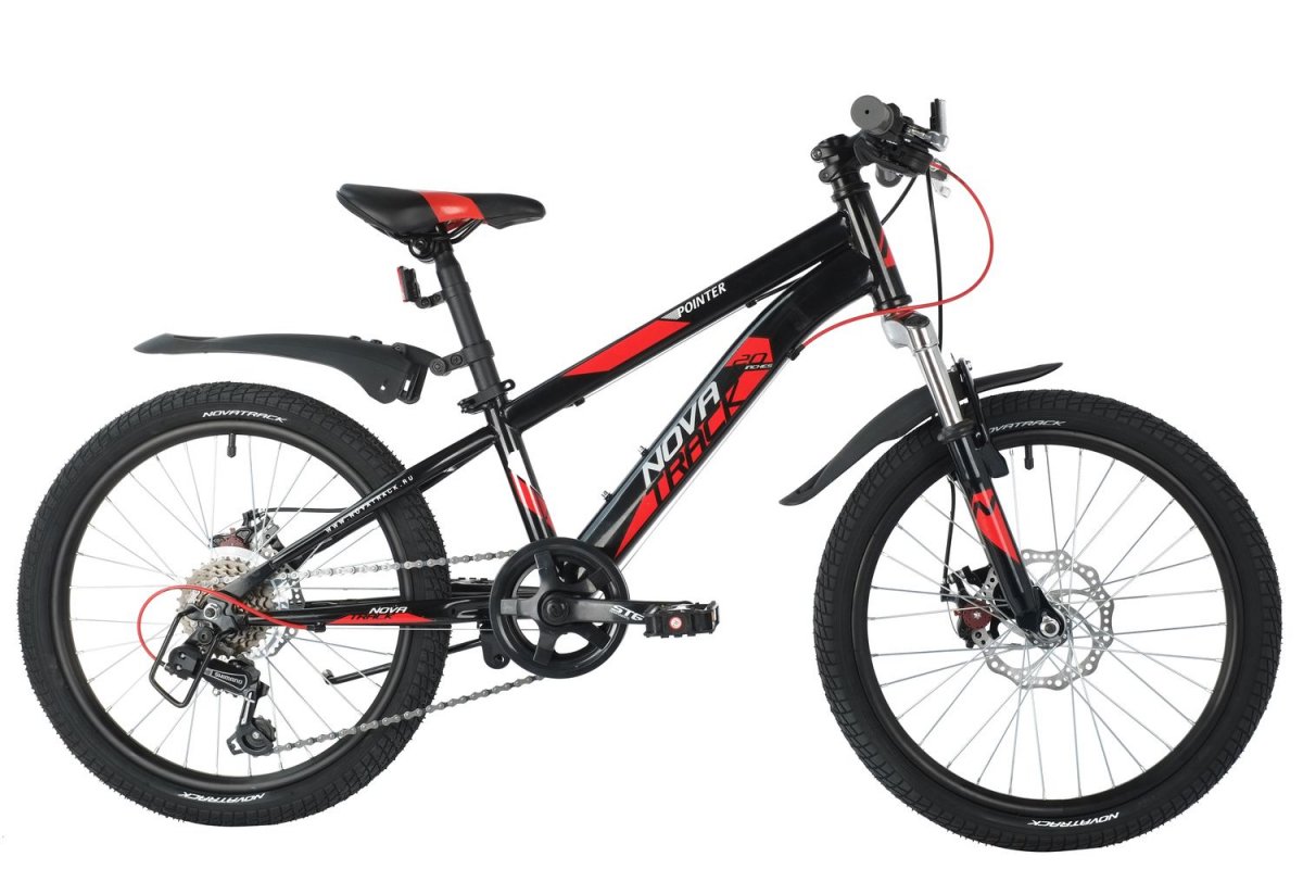 Подростковый горный (MTB) велосипед Novatrack Pointer Disc 20 (2021) Черный