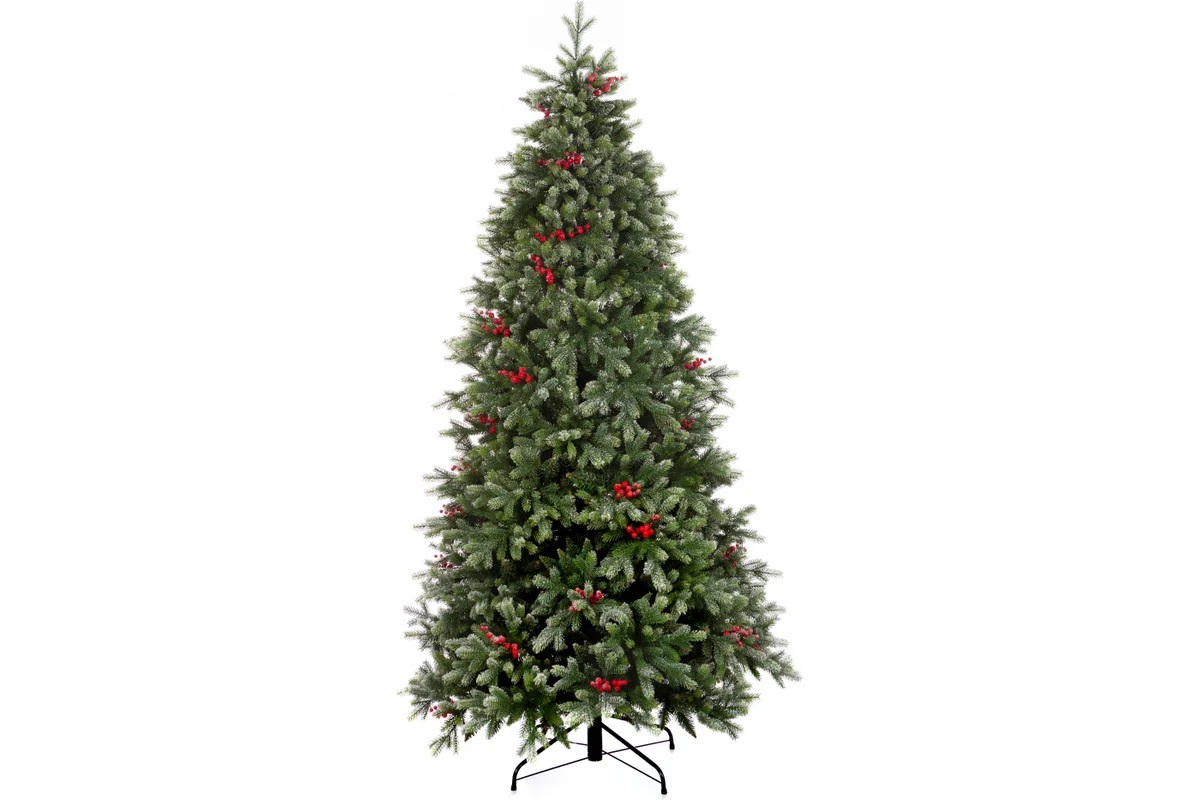Crystal trees Ель искусственная Лаки заснеженная с ягодами 2.1 м