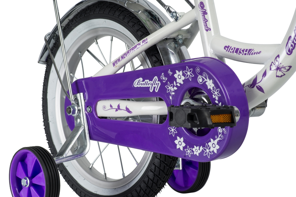 Детский велосипед Novatrack Butterfly 14 (2020) Белый-фиолетовый