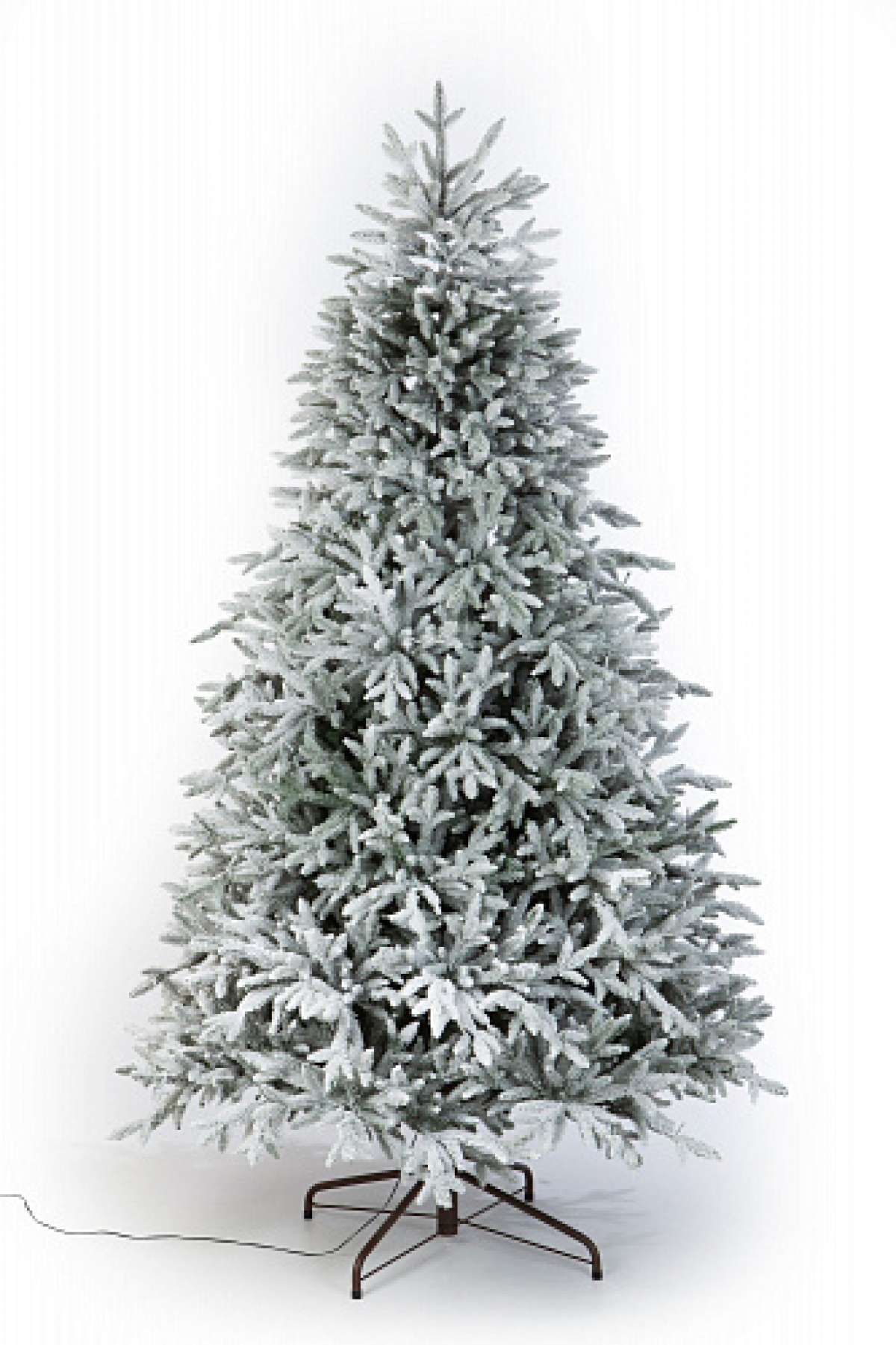 Crystal trees Ель искусственная Персея в снегу с вплетенной гирляндой 215 см