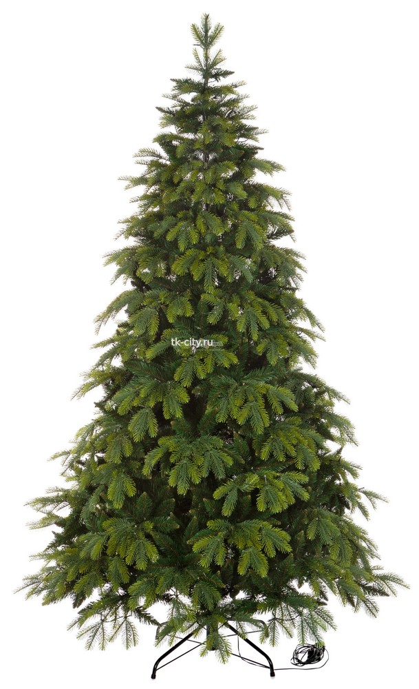 CRYSTAL TREES Ель искуственная Власта с вплетенной гирляндой зеленая 2.1 м