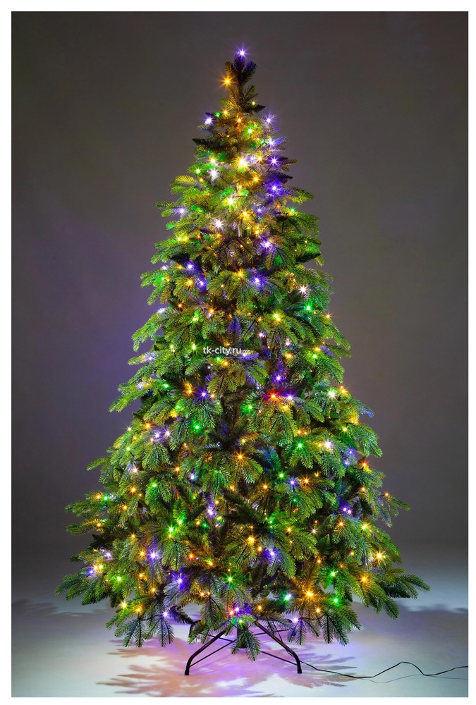 CRYSTAL TREES Ель искуственная Власта с вплетенной гирляндой зеленая 2.1 м