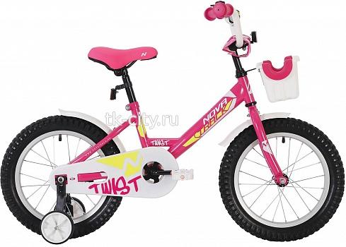 Детский велосипед Novatrack Twist 12 (2020) с корзиной Розовый