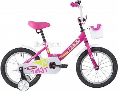 Детский велосипед Novatrack Twist 16 (2020) с корзиной Розовый