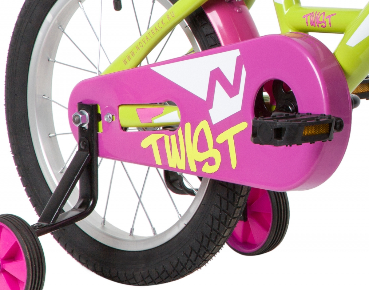 Детский велосипед Novatrack Twist 16 (2020) с корзиной Зеленый