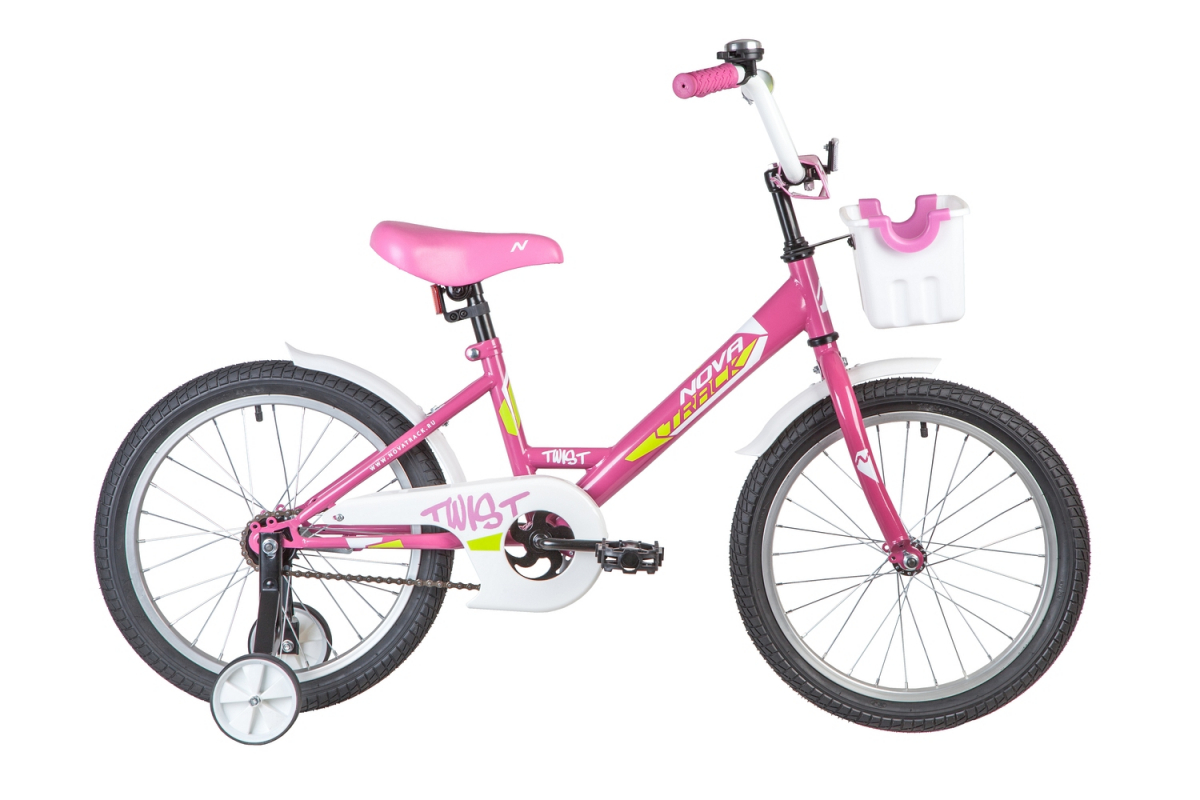Детский велосипед Novatrack Twist 18 (2020) с корзиной Розовый