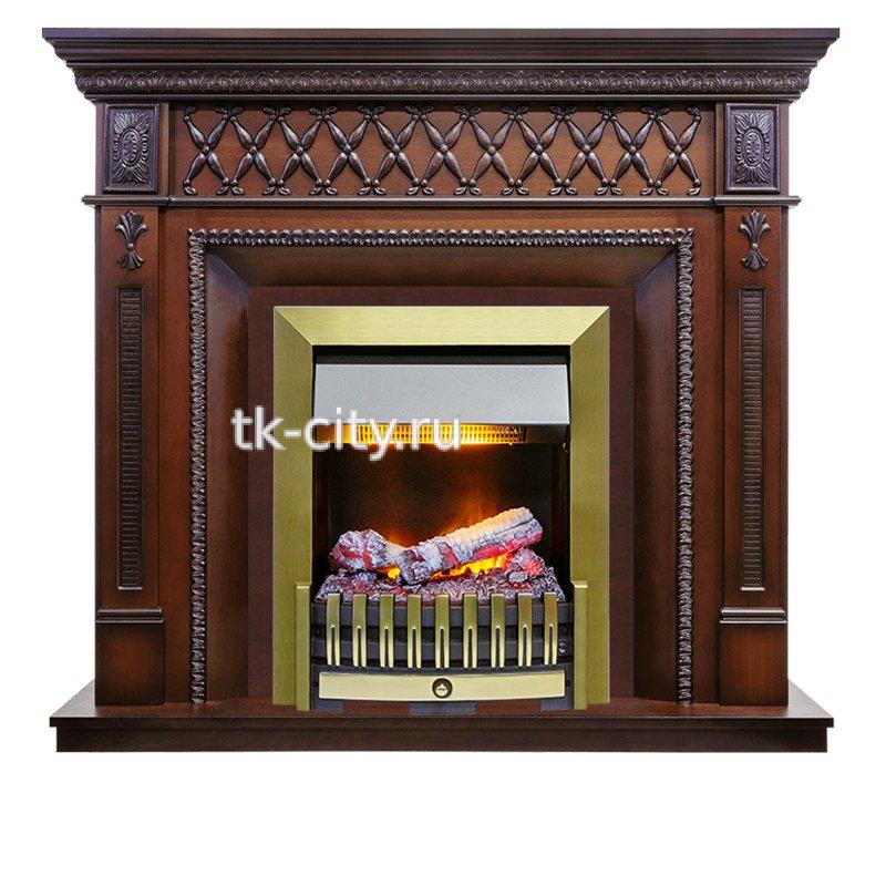 Каминокомплект Dimplex Alexandria - Махагон коричневый антик с очагом Danville Antique Brass FB2