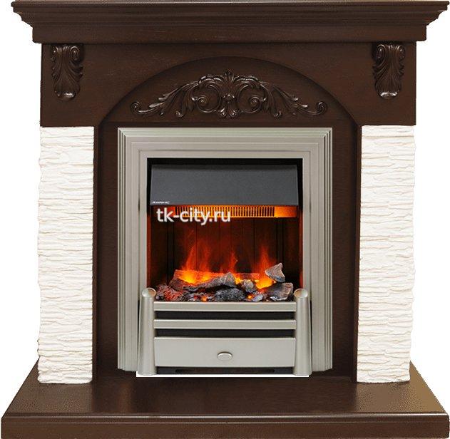Каминокомплект Dimplex Bern Сланец мелкий белый / Темный дуб с очагом Chesford