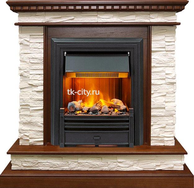 Каминокомплект Dimplex Calgary - Дуб / Сланец белый с очагом Brookline Black