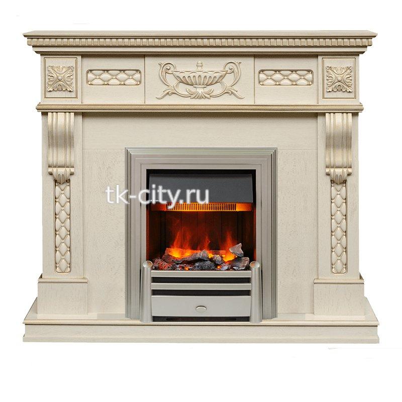 Каминокомплект Dimplex Corsica - Слоновая кость с патиной (Ширина 1100) с очагом Chesford
