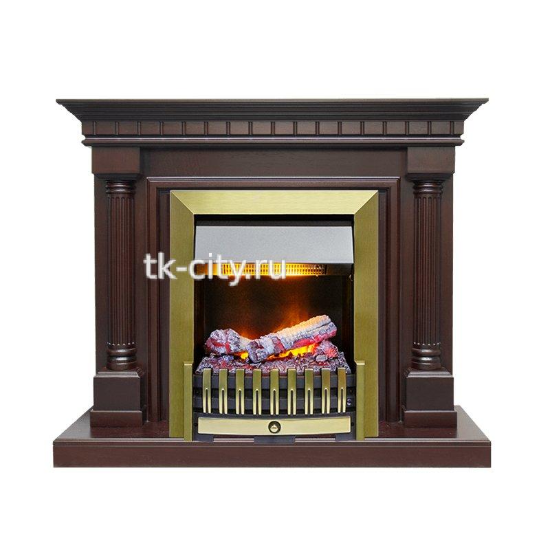 Каминокомплект Dimplex Dallas - Темный дуб с очагом Danville Antique Brass FB2