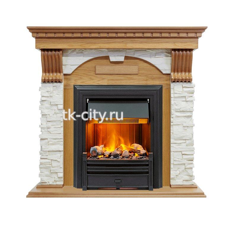 Каминокомплект Dimplex Dublin - Дуб / Сланец белый с очагом Brookline Black