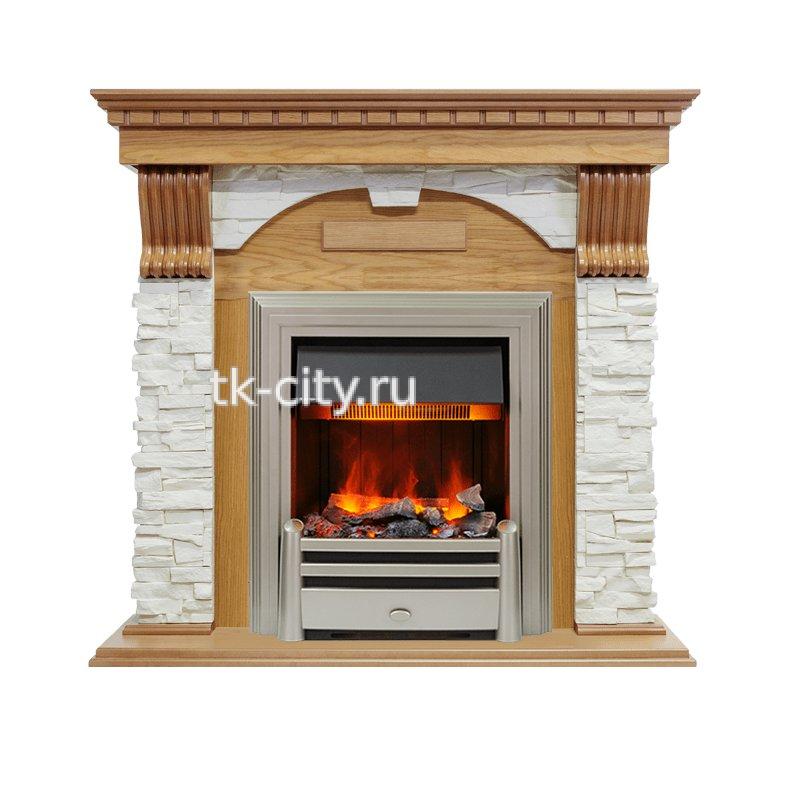 Каминокомплект Dimplex Dublin - Дуб / Сланец белый с очагом Chesford
