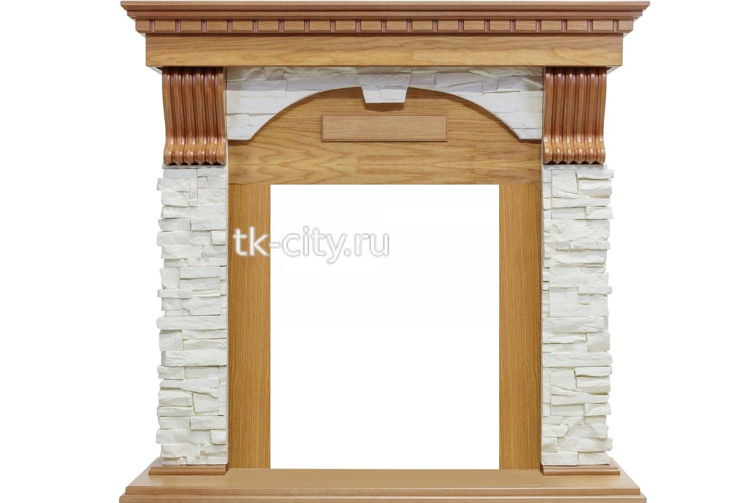 Каминокомплект Dimplex Dublin - Дуб / Сланец белый с очагом Danville Antique Brass FB2