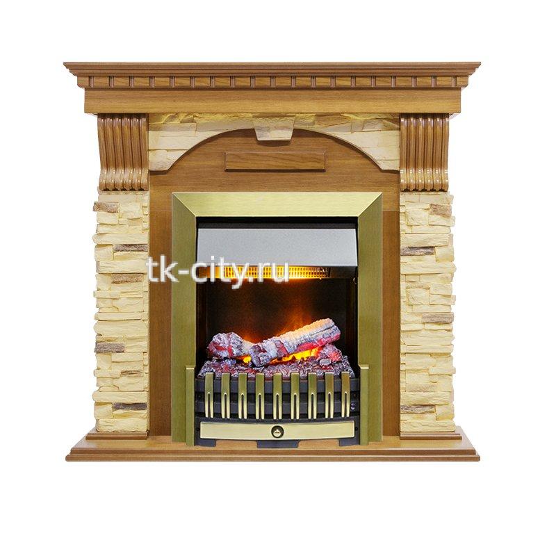 Каминокомплект Dimplex Dublin - Дуб / Сланец с очагом Danville Antique Brass FB2