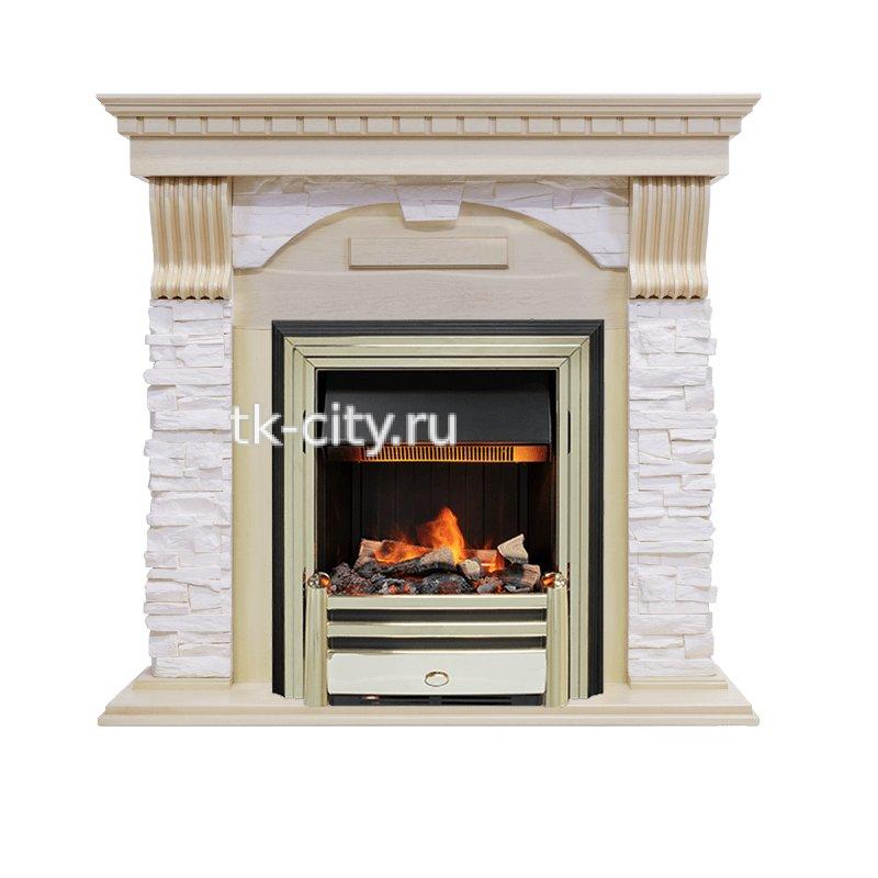 Каминокомплект Dimplex Dublin - Слоновая кость с патиной / Сланец крем с очагом Cavendish