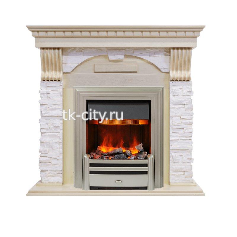 Каминокомплект Dimplex Dublin - Слоновая кость с патиной / Сланец крем с очагом Chesford