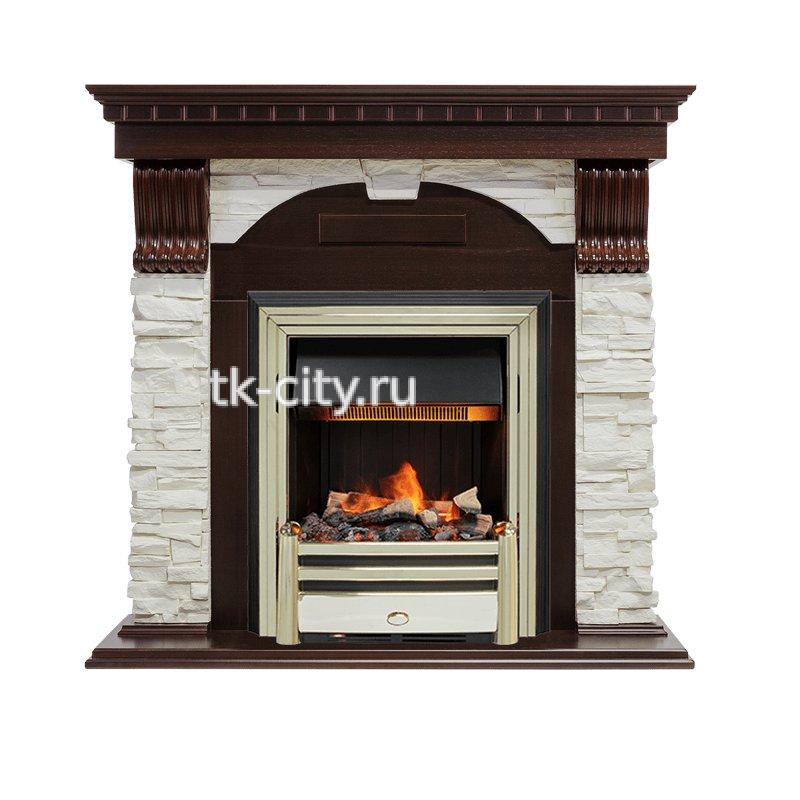 Каминокомплект Dimplex Dublin - Темный дуб / Сланец белый с очагом Cavendish