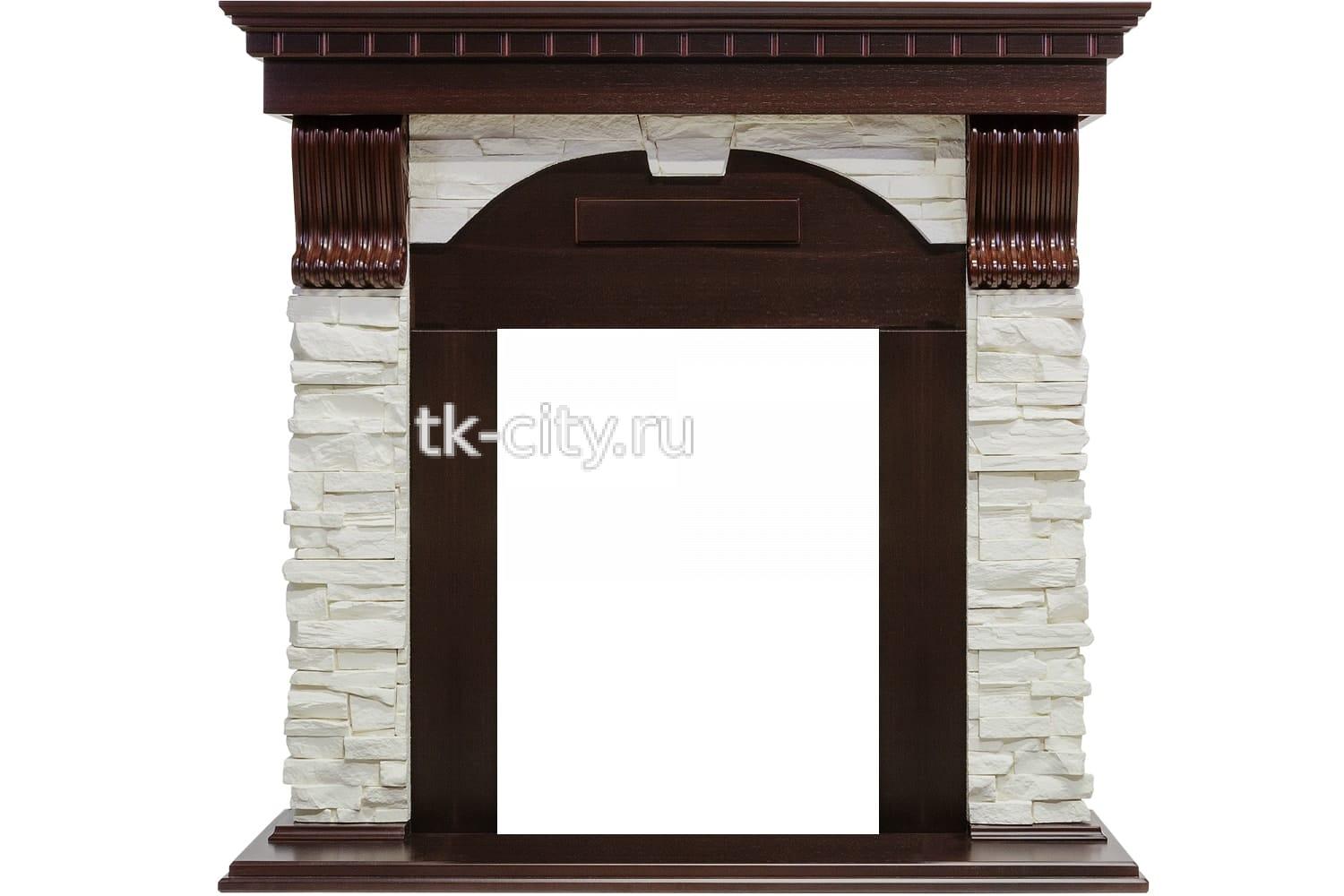 Каминокомплект Dimplex Dublin - Темный дуб / Сланец белый с очагом Danville Antique Brass FB2