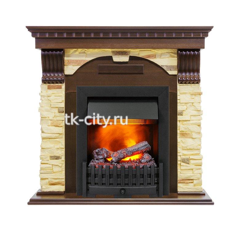 Каминокомплект Dimplex Dublin угловой - Темный дуб / Сланец с очагом Danville Black FB2
