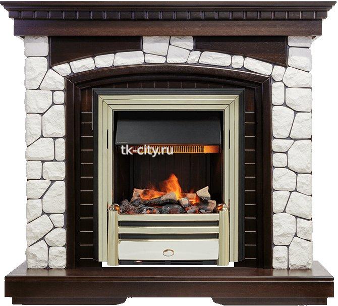 Каминокомплект Dimplex Glasgow - Темный дуб / Белый с очагом Cavendish