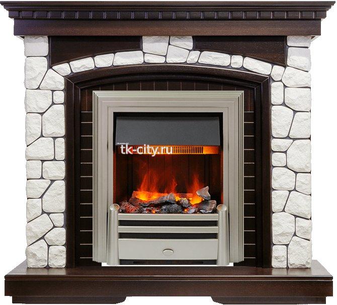 Каминокомплект Dimplex Glasgow - Темный дуб / Белый с очагом Chesford
