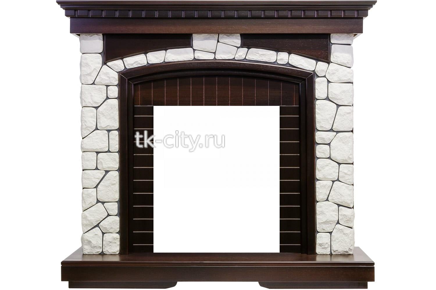 Каминокомплект Dimplex Glasgow - Темный дуб / Белый с очагом Danville Antique Brass FB2