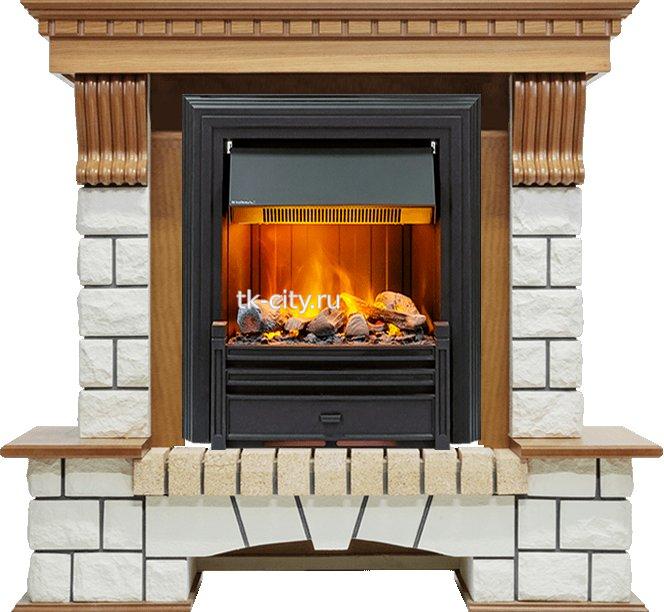 Каминокомплект Dimplex Pierre Luxe - Дуб / Белый (Высота 1050мм) с очагом Brookline Black