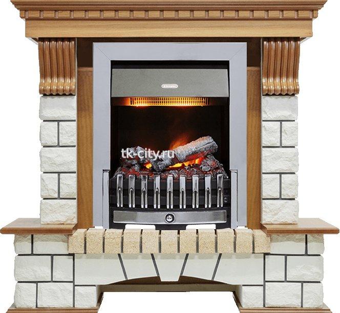 Каминокомплект Dimplex Pierre Luxe - Дуб / Белый (Высота 1050мм) с очагом Danville Chrome FB2
