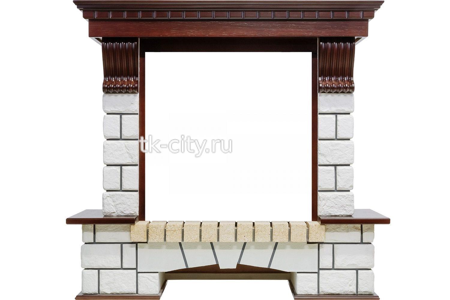 Каминокомплект Dimplex Pierre Luxe - Темный дуб / Белый (Высота 1040мм) с очагом Albany