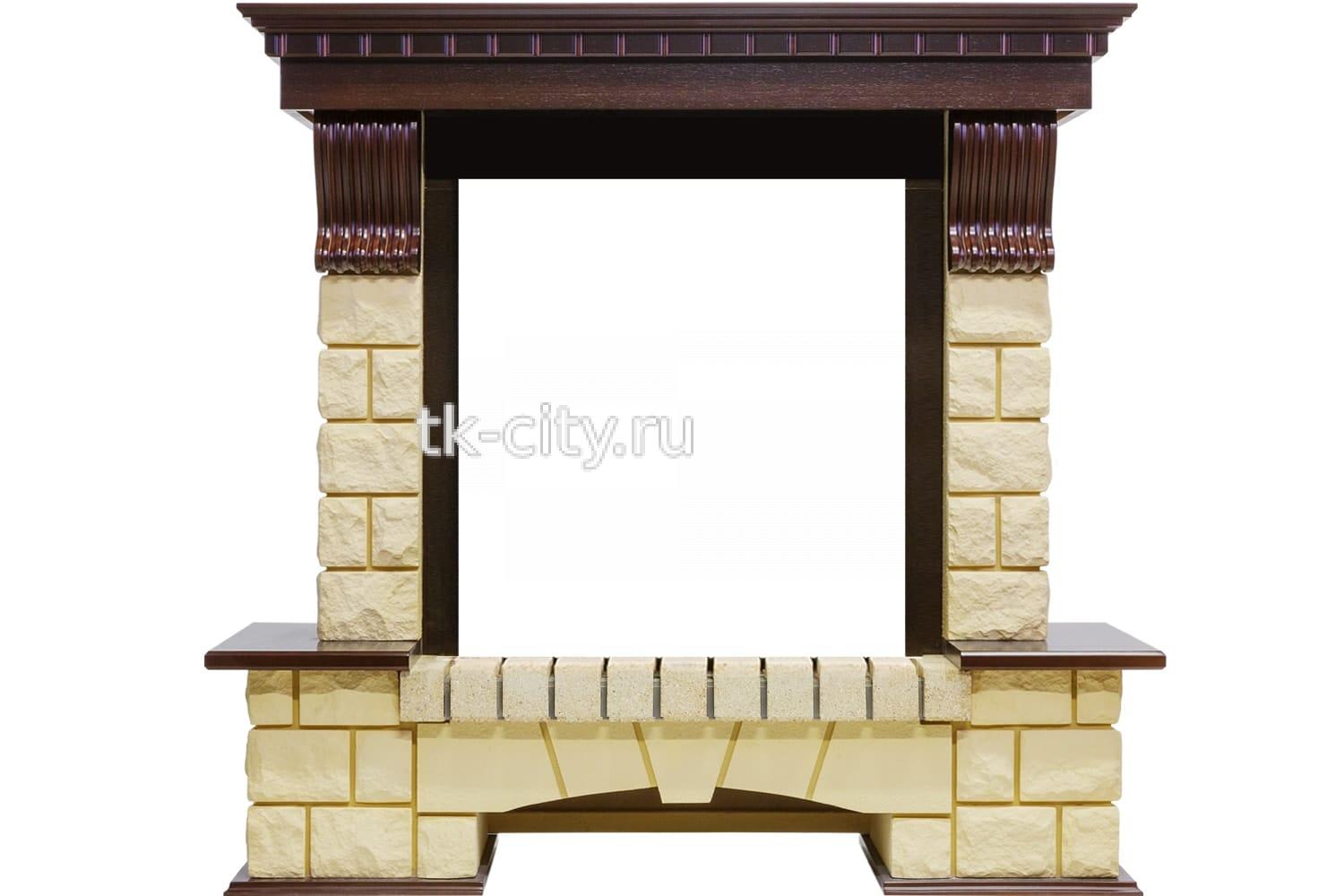 Каминокомплект Dimplex Pierre Luxe - Темный дуб / Шампань (Высота 1050мм) с очагом Brookline Black