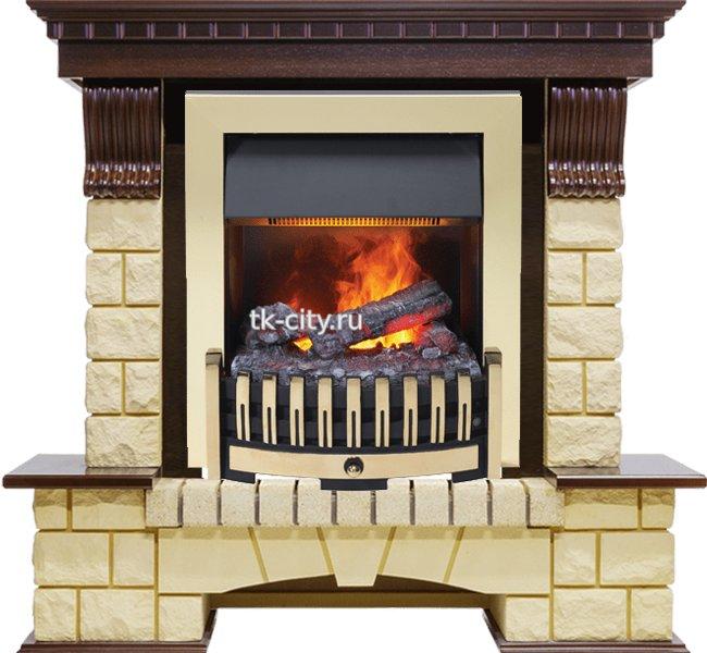 Каминокомплект Dimplex Pierre Luxe - Темный дуб / Шампань (Высота 1050мм) с очагом Danville Brass FB2