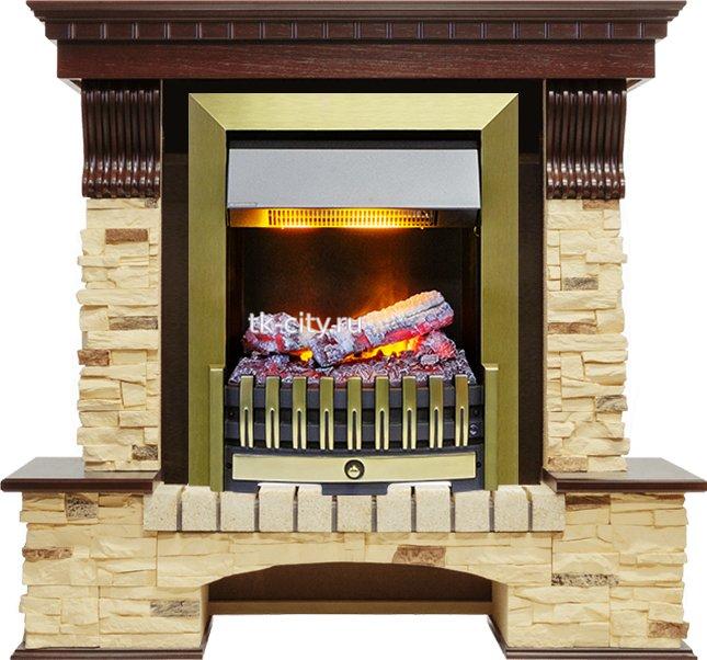 Каминокомплект Dimplex Pierre Luxe - Темный дуб / Сланец (Высота 1050мм) с очагом Danville Antique Brass FB2