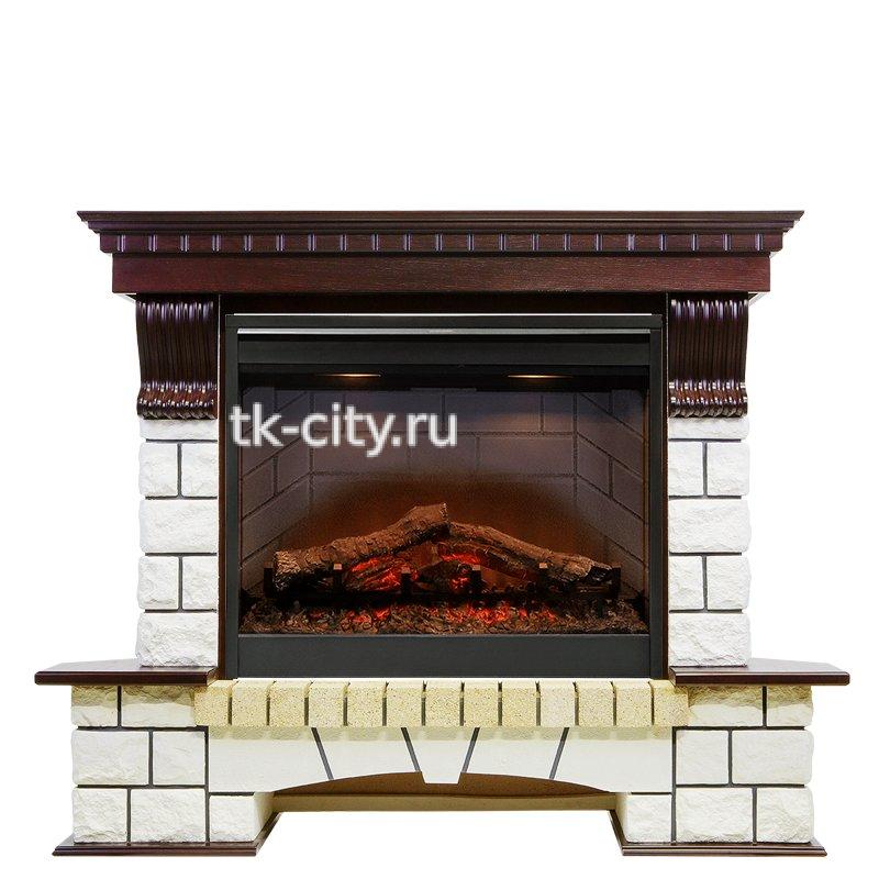 Каминокомплект Dimplex Pierre Luxe угловой - Темный дуб / Белый с очагом Symphony 26 DF2608-INT