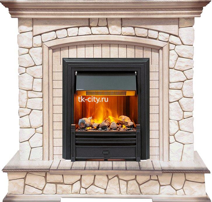 Каминокомплект Dimplex Preston - Белый/Слоновая кость с патиной с очагом Brookline Black