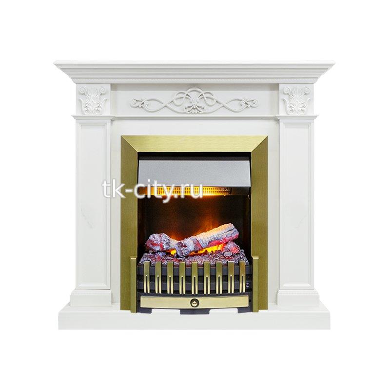 Каминокомплект Dimplex Verona - Белый дуб с очагом Danville Antique Brass FB2