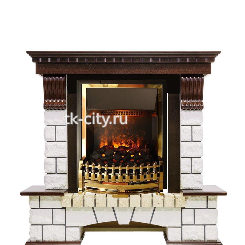 Каминокомплект Dimplex Pierre Luxe - Темный дуб / Белый (Высота 1050мм) с очагом Atherton