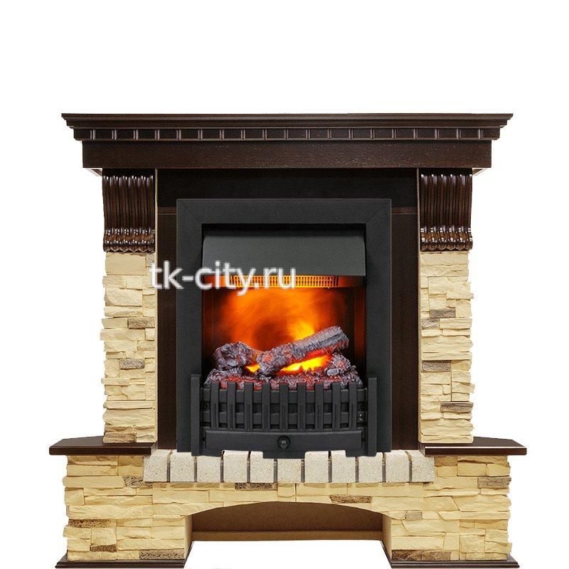 Каминокомплект Dimplex Pierre Luxe угловой - Темный дуб / Сланец (Высота 1050мм) с очагом Danville Black FB2