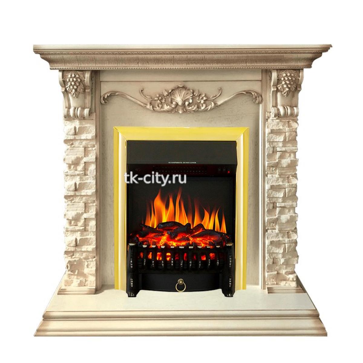 Каминокомплект Royal Flame Adriana - Cлоновая кость с очагом Fobos FX Brass