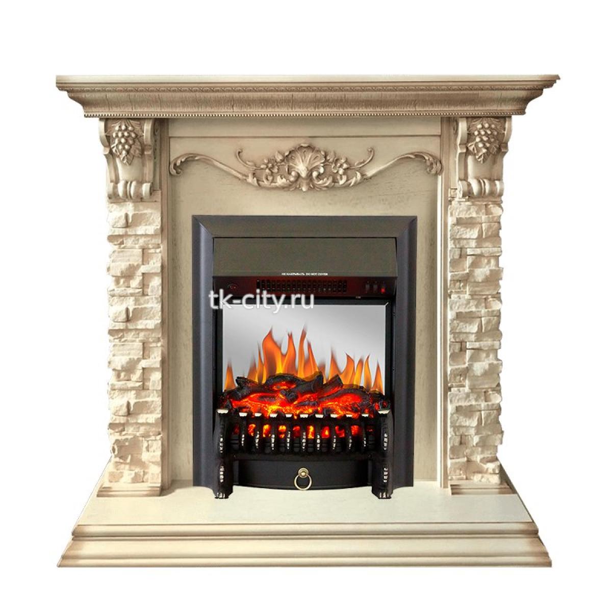 Каминокомплект Royal Flame Adriana - Cлоновая кость с очагом Fobos FX M Black