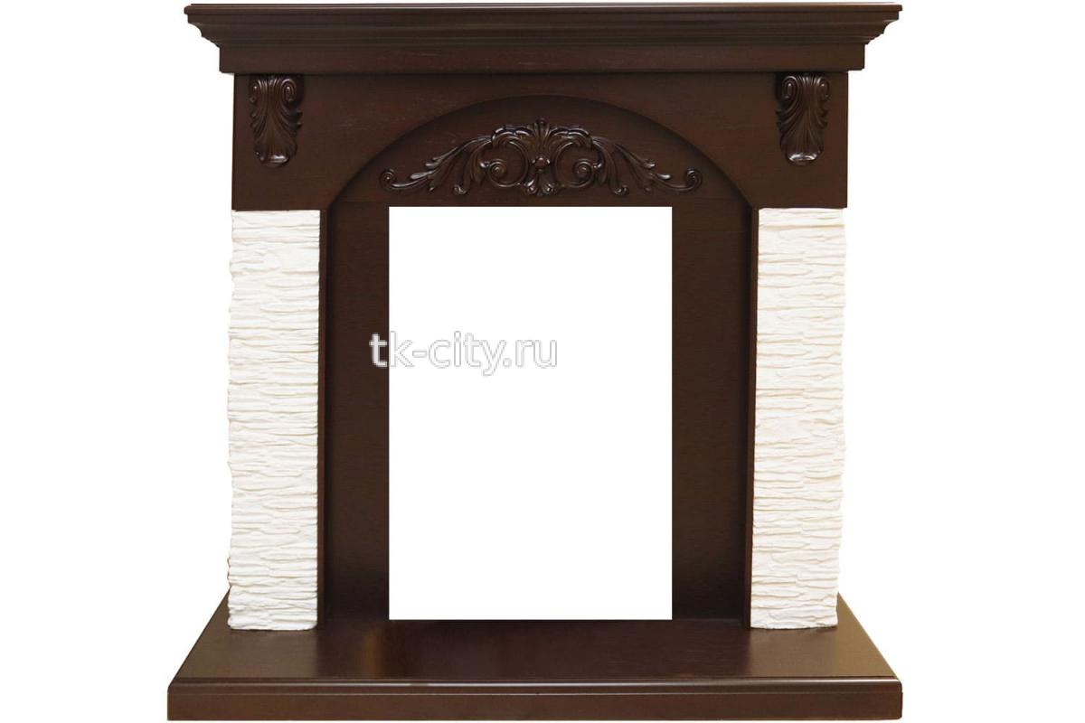 Каминокомплект Royal Flame Bern Сланец мелкий белый / Темный дуб с очагом Majestic FX M Black
