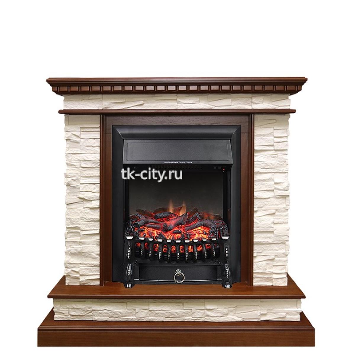 Каминокомплект Royal Flame Calgary - Дуб / Сланец белый с очагом Fobos FX Black