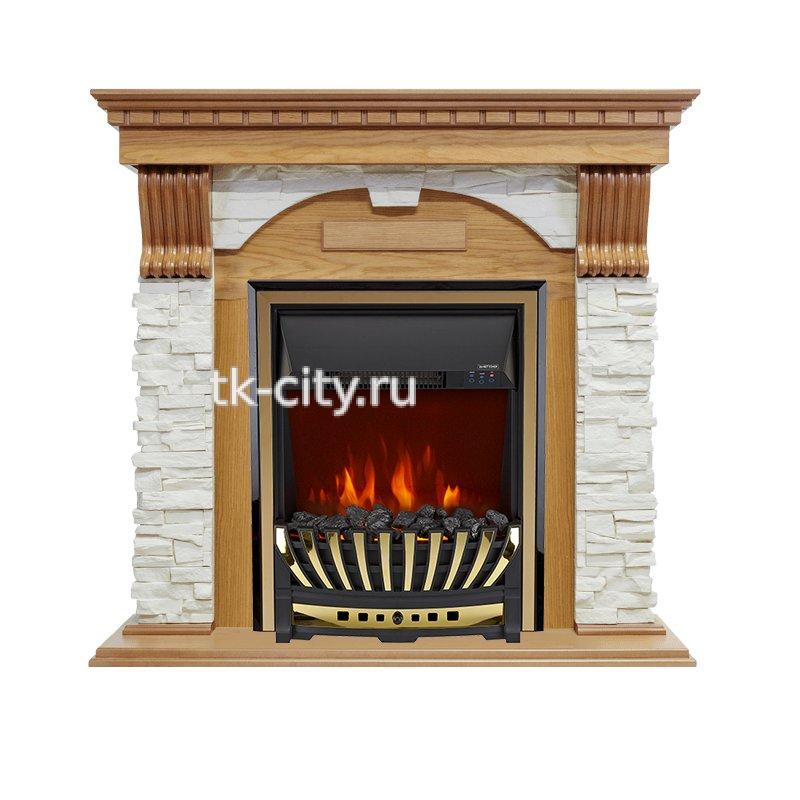 Каминокомплект Royal Flame Dublin - Дуб / Сланец белый с очагом Aspen Gold