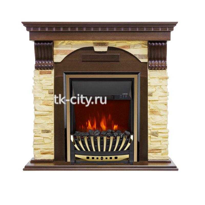 Каминокомплект Royal Flame Dublin - Темный дуб / Сланец с очагом Aspen Gold