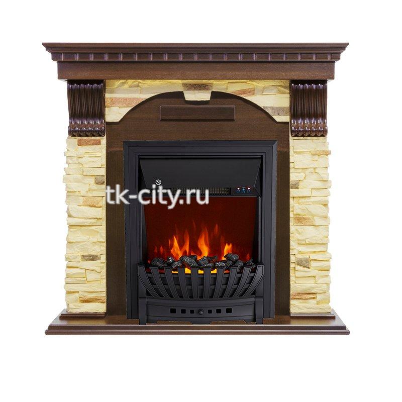 Каминокомплект Royal Flame Dublin угловой - Темный дуб / Сланец с очагом Aspen Black