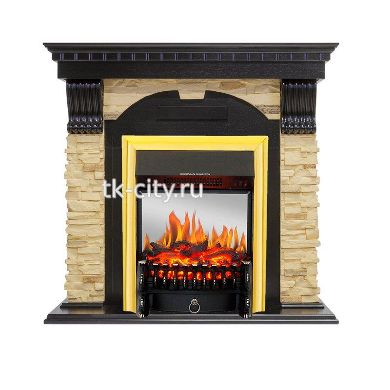 Каминокомплект Royal Flame Dublin - Венге / Сланец с очагом Fobos FX M Brass
