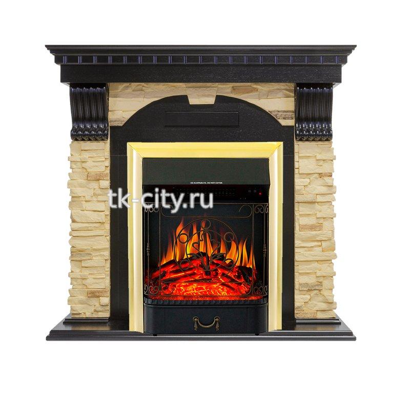 Каминокомплект Royal Flame Dublin - Венге / Сланец с очагом Majestic FX Brass